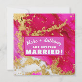 Valentijnsdag bruiloft Roze Rood en Goud Save The Date (Voorkant)