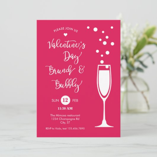 Valentijnsdag Brunch & Bubble Uitnodiging (Staand voorkant)