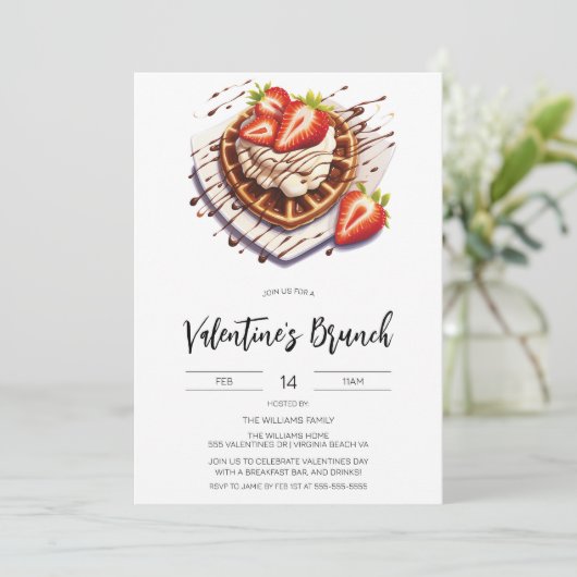 Valentijnsdag Brunch Ontbijtuitnodiging Kaart (Staand voorkant)