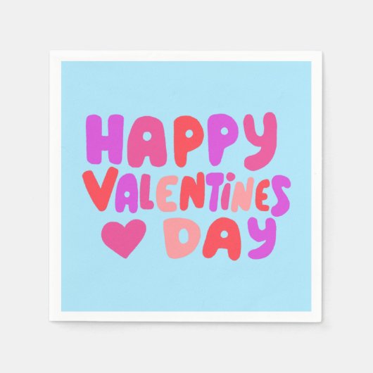 Valentijnsdag Bubble Letters Groovy Curvy Retro Servet (Voorkant)