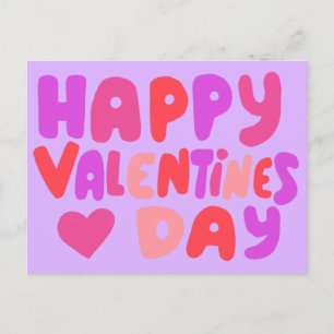 Valentijnsdag Bubble Letters Roze Curvy Retro Briefkaart