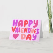 Valentijnsdag Bubble Letters Roze Curvy Retro Kaart (Voorkant)