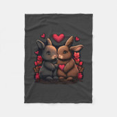 Valentijnsdag Bunny Bliss, Love Hearts and Rozen Fleece Deken (Voorkant)