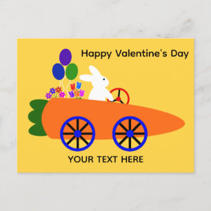 Valentijnsdag Bunny Carrot Car #2 Briefkaart