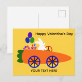 Valentijnsdag Bunny Carrot Car #2 Briefkaart (Voorkant / Achterkant)
