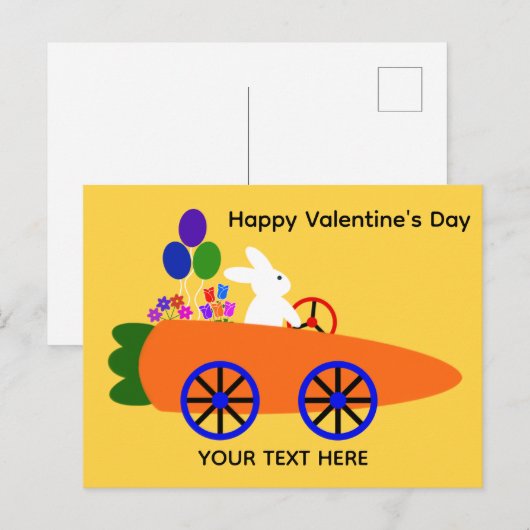 Valentijnsdag Bunny Carrot Car #2 Briefkaart (Voorkant / Achterkant)