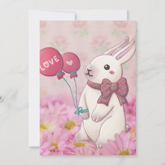 Valentijnsdag: Bunny & Flowers Kaart (Voorkant)