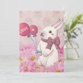 Valentijnsdag: Bunny & Flowers Kaart (Staand voorkant)