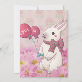 Valentijnsdag: Bunny & Flowers Kaart