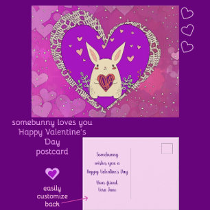 Valentijnsdag Bunny met Love Heart Briefkaart