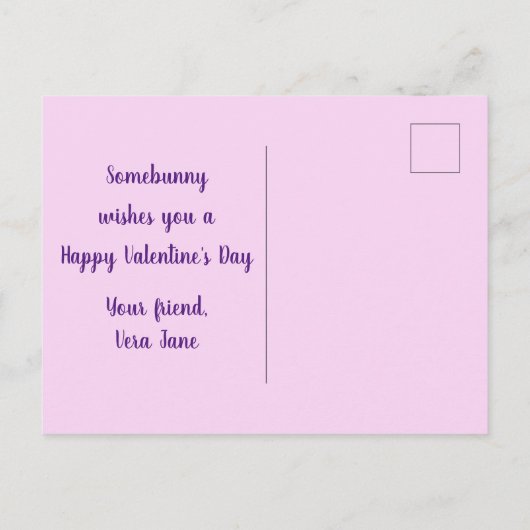 Valentijnsdag Bunny met Love Heart Briefkaart (Achterkant)