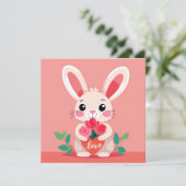 Valentijnsdag Bunny met Rozen Feestdagenkaart (Staand voorkant)
