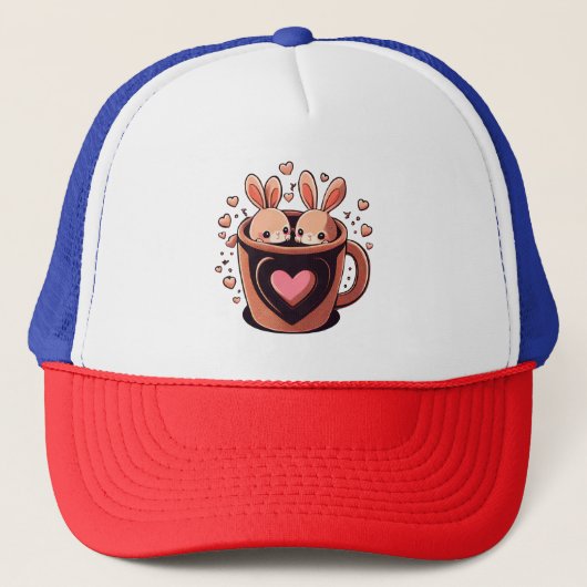 Valentijnsdag Bunny, schattige Valentijnsdag Trucker Pet (Voorkant)