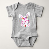 Valentijnsdag Bunny, Witte Bunny, Glazen, Hart Romper (Voorkant)