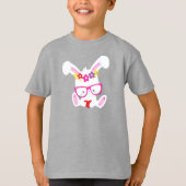 Valentijnsdag Bunny, Witte Bunny, Glazen, Hart T-shirt (Voorkant)