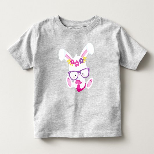 Valentijnsdag Bunny, Witte Bunny, Hart, Glazen Kinder Shirts (Voorkant)