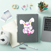 Valentijnsdag Bunny, Witte Bunny, Hart, Glazen Sticker (iPad Cover)