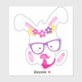 Valentijnsdag Bunny, Witte Bunny, Hart, Glazen Sticker (Vel)