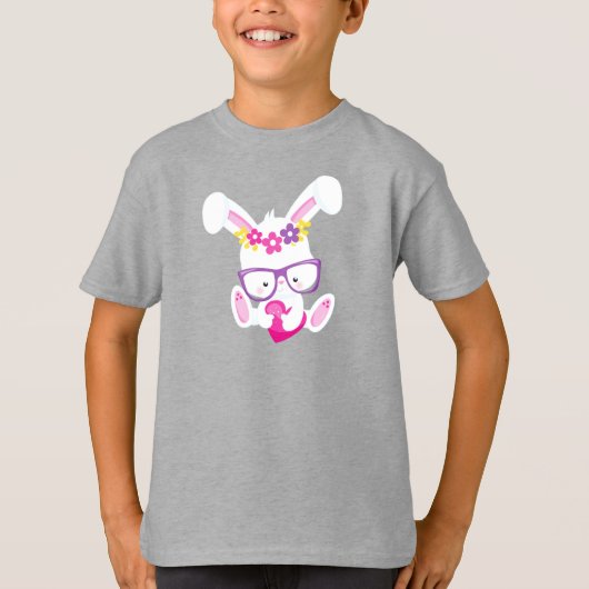 Valentijnsdag Bunny, Witte Bunny, Hart, Glazen T-shirt (Voorkant)