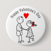 Valentijnsdag Button Cute Couple Add Name/Text (Voorkant)