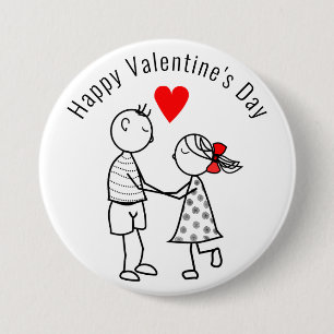 Valentijnsdag Button Cute Couple Add Name/Text