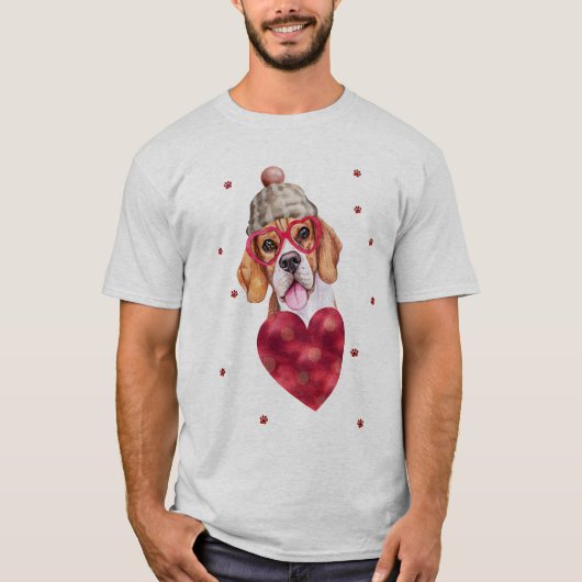 Valentijnsdag Cadeau Beagle Hond T-Shirt (Voorkant)