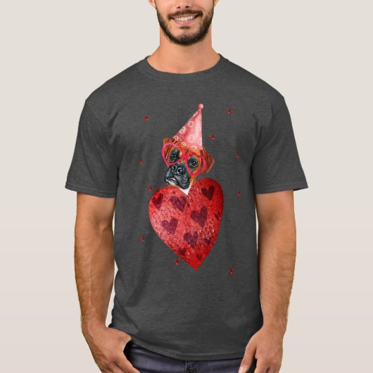 Valentijnsdag Cadeau Boxer Hond T-shirt (Voorkant)