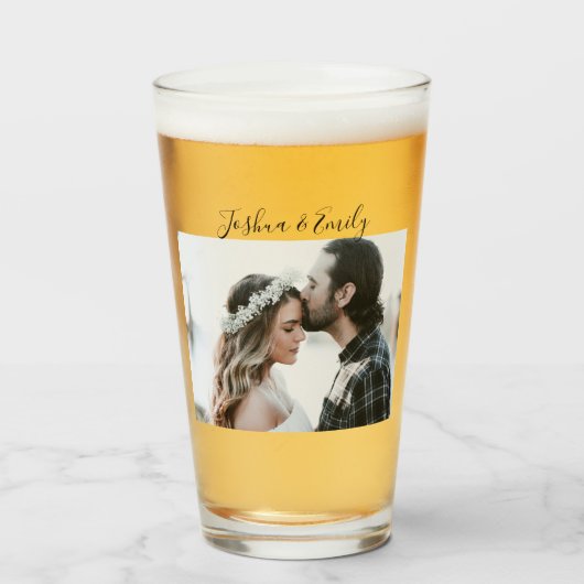 Valentijnsdag cadeau Couple Photo Beer Glass Glas (Voorkant gevuld)