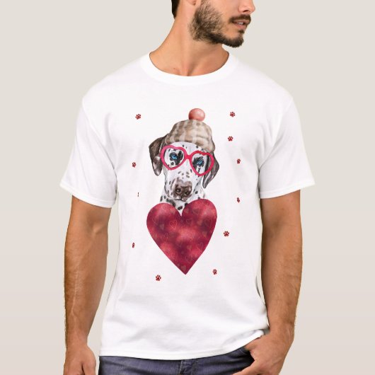 Valentijnsdag Cadeau Dalmatiër Hond T-shirt (Voorkant)