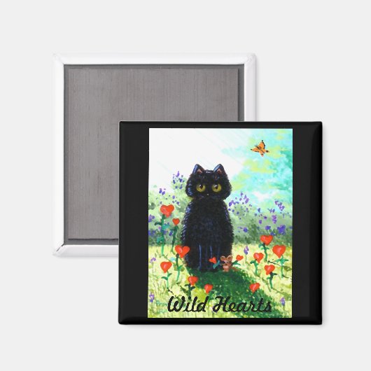 Valentijnsdag Cadeau Kat Kunst Harten Creationarts Magneet (Voorkant / Achterkant)