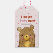 Valentijnsdag cadeau label met teddybeer cadeaulabel (Voorkant)