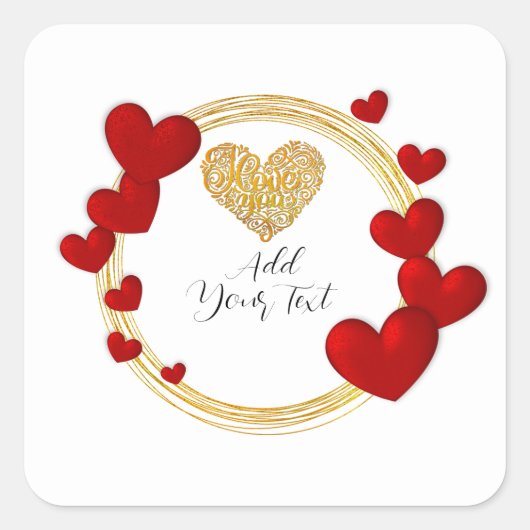 Valentijnsdag cadeau met gepersonaliseerde rode ha vierkante sticker (Voorkant)