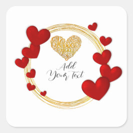 Valentijnsdag cadeau met gepersonaliseerde rode ha vierkante sticker