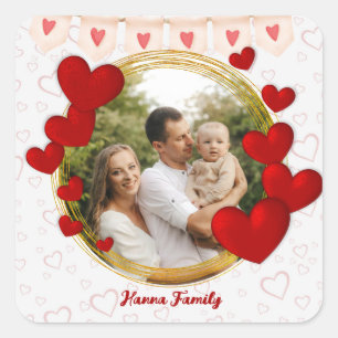 Valentijnsdag Cadeau met Gepersonaliseerde Rode Ha Vierkante Sticker
