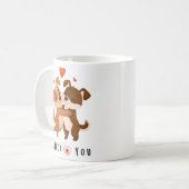 Valentijnsdag cadeau mok schattige honden paar (Voorkant links)