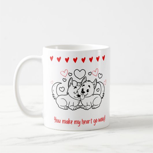 Valentijnsdag cadeau paar leuke hond mok (Links)