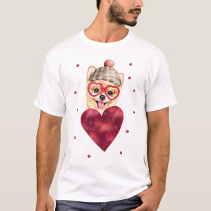 Valentijnsdag Cadeau Pomeranian Hond T-shirt
