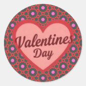 Valentijnsdag cadeau roze ronde sticker (Voorkant)
