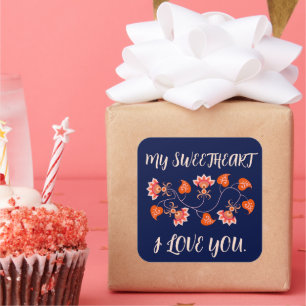 VALENTIJNSDAG CADEAU VOOR VRIENDIN, VROUW, MAN VIERKANTE STICKER