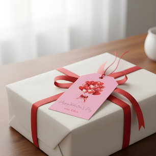 Valentijnsdag Cadeaubijschrift met Hartvormige Bal Cadeaulabel