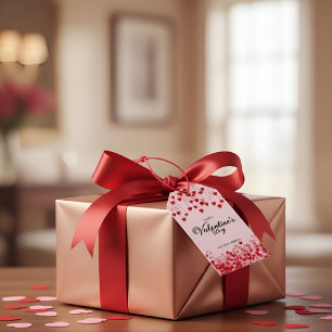 Valentijnsdag Cadeaubijsluiter met Hangende Harten Cadeaulabel