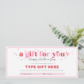 Valentijnsdag Cadeaubon Certificaat Sjabloon Kaart (Staand voorkant)