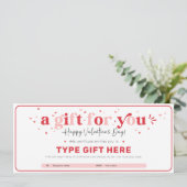 Valentijnsdag Cadeaubon Certificaat Sjabloon Kaart (Staand voorkant)