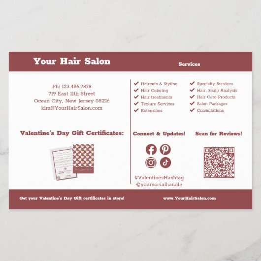 Valentijnsdag Cadeaubon Reclamebrochure Flyer (Achterkant)