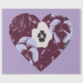 Valentijnsdag cadeaupapier Hart van Viooltjes (Vlak)