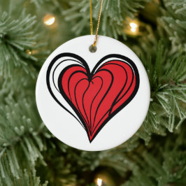 Valentijnsdag Cadeaus - Rode Hart - Keramisch Ornament