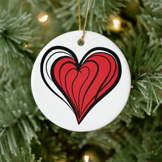 Valentijnsdag Cadeaus - Rode Hart -  Keramisch Ornament (Boom)