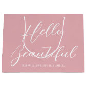 Valentijnsdag-cadeautas elegant script roze wit groot cadeauzakje (Voorkant)