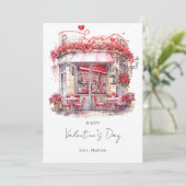 Valentijnsdag Café Elegant gepersonaliseerd Feestdagenkaart (Staand voorkant)
