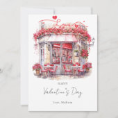 Valentijnsdag Caffe Elegant Persoonlijk Feestdagenkaart (Voorkant)